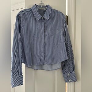 Simkhai Blue and White Striped Button-Up Shirt L
